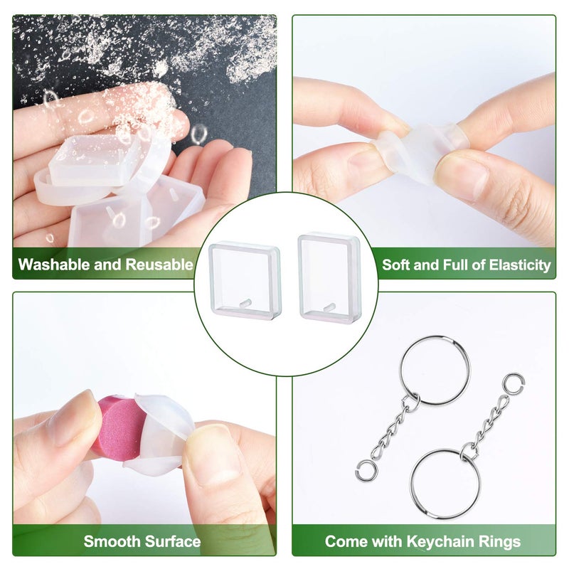 QUEENTI Silicone Resin Molds, 20 Pcs Silicone Molds for Resin Jewelry Casting Molds with Keychain Rings for DIY Craft Jewelry Making - Image 3
